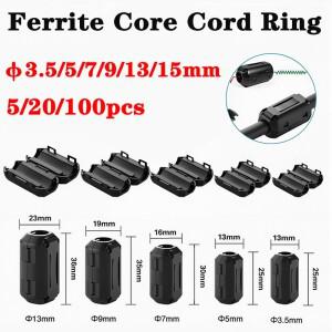 10Pcs 페라이트 코어 초크 클립 오디오/비디오 및 전원 코드용 신뢰할 수 있는 노이즈 필터 EMI RFI 케이블