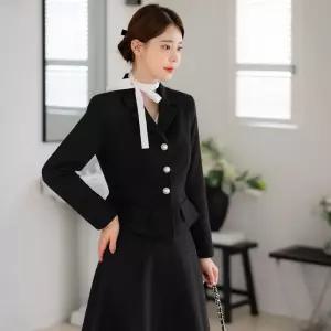 [시크라인] (~XXL까지) 홀멘다 카라 페플럼 트위드 자켓 겨울 하객룩 오피스룩 모임룩 격식룩 상견례 빅사이즈