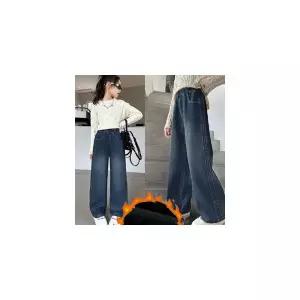 주니어 청바지 여아 기모 바지 벌룬 와이드 170호 워싱 초등여아 일자 겨울