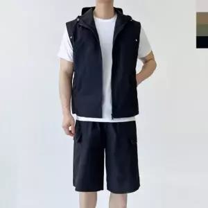 남자여름조끼 105사이즈 후드 바람막이 조끼 집업후드반팔조끼 아웃도어 등산