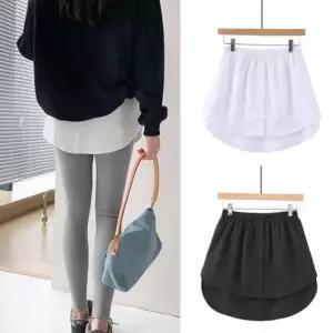 페이크 레이어드 셔츠 이너스커트 밑단 허리밴딩 밑단 밴드 맨투맨 후드티 옆 페이크티셔츠 치마레깅스 이