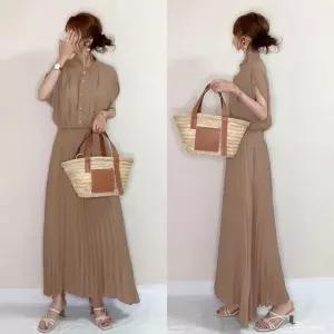 여성 주름치마 롱원피스 하객룩 원피스 빅사이즈 플레어