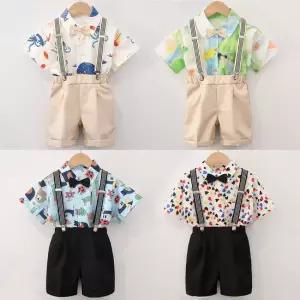 캔디 반팔 드로잉 서스팬더 멜빵세트