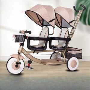 쌍둥이 세발자전거 유모차 2인승 삼륜 연년생 보행기