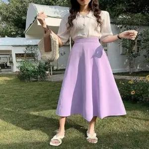 스커트 치마 SK A라인 롱 미디엄 핀턱 플리츠 뒷밴딩