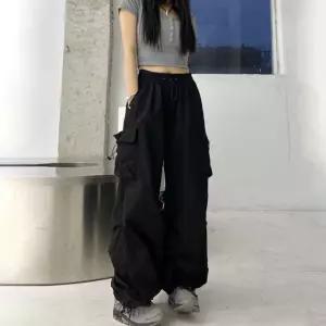 [퍼니메이커]와이드 밴딩 스트링 여성 카고 팬츠 캐주얼 통바지 여자카고팬츠 여자카고바지 여성카고바지