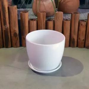 모던 도기화분 미분형 22x18cm 화이트 유광감성 인테리어 선물 선물용 심플한 한화분 예쁜