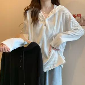 골지 스냅 버튼 후드 긴팔 티셔츠 여성 루즈핏 오버 박시 헨리넥 봄 가을 데일리단추 루즈 헨리 봄티 기본