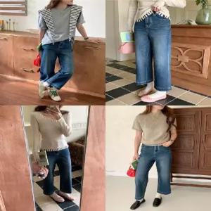 여성 이른 봄 하이웨스트 일자 9부 청바지 J33Z1T 리카1