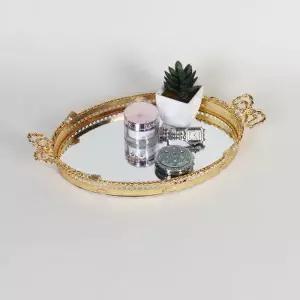 [텐바이텐]금도금 로얄 테슬 타원 화장대정리 쟁반-라지