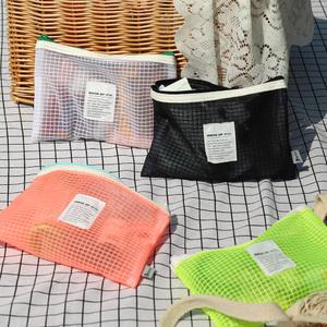 비팬시 메쉬 업 플랫 파우치 (사각 미니 망사 여행용 캐리어 화장품 이너백 파우치백)