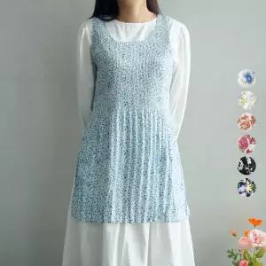 앞치마와가운 빅사이즈 시원한 여름 얇은 쉬폰 주름 플리츠 앞치마