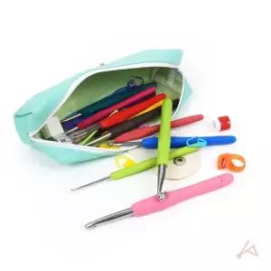 코바늘세트 코바늘 줄자 반지칼 파우치 세트 코바늘세트 코바늘 잡화 생필품 주방잡화