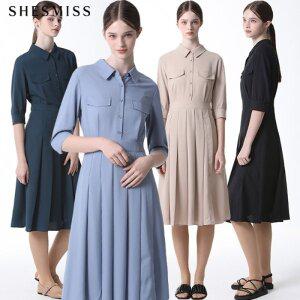 [르오트][쉬즈미스(SHESMISS)] 오픈카라 플리츠 원피스