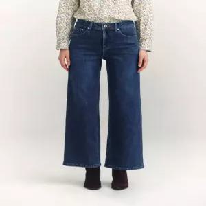 헤지스 여성 24FW [가격인하][기모][와이드] 네이비 데님 팬츠 HSPA4D985N3