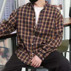 [우기브로]WMT 남자 빅사이즈 얼류어 차이나넥 타탄 체크 남방