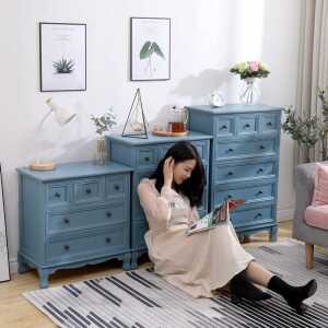 유럽풍 거실 서랍장 빈티지 지중해 엔티크 블루 600