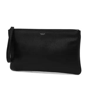 헤지스 액세서리 [선물추천][Online 한정판][BASIC] 블랙 가죽 스트랩 클러치백 HJHO5E997BK