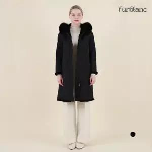 [퍼블랑] 프라다원단 폭스퍼 후드 토끼털 롱 코트_FB3WCT100