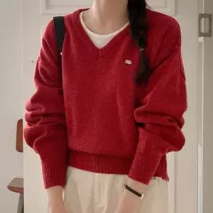 [코코블랑] 실버 팬던트 브이넥 니트