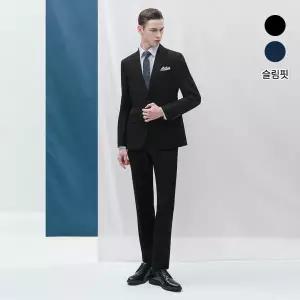 [롯데백화점]맨잇슈트 블랙 네이비 사계절 기본 면접 경조사 수트 슬림핏 정장 2종 택1