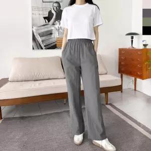 빅사이즈 밴딩 긴바지 배기팬츠 면 코디 여자바지