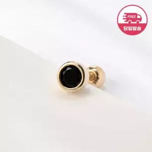 [비앤비골드] 당일발송 14K 볼드 베젤 블랙 큐빅 피어싱 3mm 한쪽 JAE40829