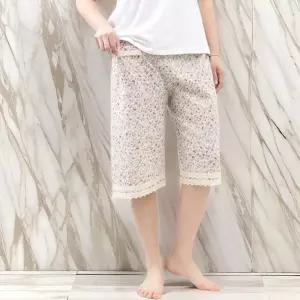 여성 레이스 파자마 6부 플라워 홈웨어 팬츠