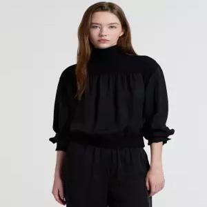 아떼 바네사브루노 여성 24FW 블랙 소재배색 긴팔 블라우스 VLBL4D425BK