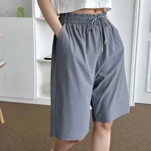 베이직 5부 여자 밴딩 반바지 여름 쿨 아쿠아 팬츠