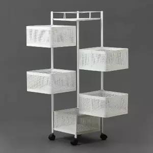 회전식 트롤리 5단 화이트 기숙사 세탁바구니 미용실 (WFHMXUX)