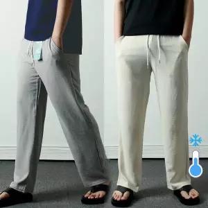 [프랭키뉴욕]남자린넨바지 쿨 아이스 냉감 시원한 스판 빅사이즈 여름 세미와이드팬츠 흰색바지_KMPA01_1