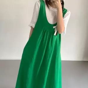 [하프클럽/]여자 잔주름 U넥 SS 휴양지룩 롱원피스