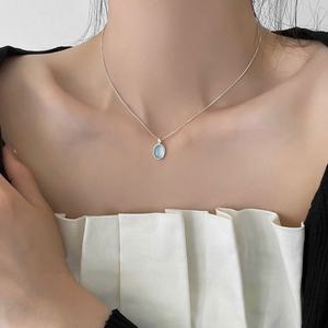 제니블링 아쿠아마린 오벌 포인트 목걸이