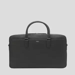 헤지스 액세서리 25FW 블랙 로고프린트 소가죽 서류가방 HJBA5F601BK