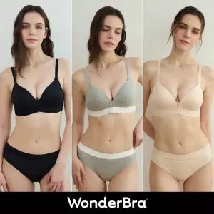 [Wonderbra] 볼륨 스포츠 아웃밴드 노와이어 브라팬티 6종세트 멜란지그레이+