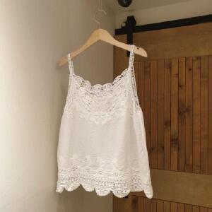 이너 속지 아사 자수 레이스 끈 레이어드 민소매 탑 나시 TT373