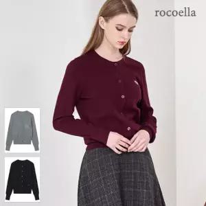 로코엘라 마크 엠브로이드 라운드 니트 여성 가디건