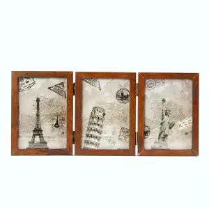 HGE 3단 접이식 사진 갤러리 유리 양면 액자 4X6 탁상슬라이드액자 스탠딩멀티프레임 3구그림틀사진틀