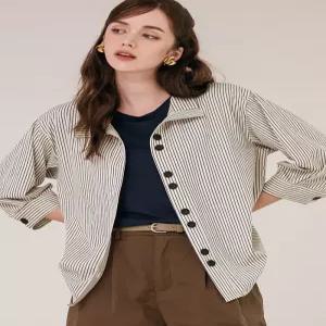 [막스까르띠지오]더블버튼 7부 스트라이프 셔츠