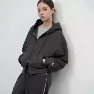 [제너럴아이디어]WOMAN 레이스 라벨 후드 집업 [CHARCOAL]  WBE3L02506