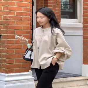 MADE 절개라인 헨리넥 라운드 셔츠 (2color) 링클프리