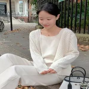 해롯 니트 스퀘어넥 나시 가디건 세트 (2color)