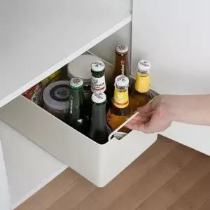 히키스 주방 싱크대 펜트리 수납 철제 슬라이딩 레일 서랍형 선반 (WFJU8M8)