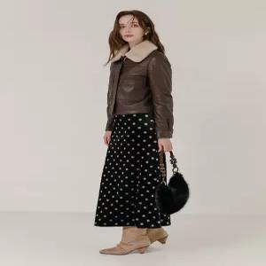 [막스까르띠지오]골드 도트 머메이드 벨벳 롱스커트