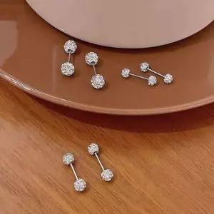 여성 베이직 큐빅 볼 패션 피어싱 데일리 귀걸이 5mm (WF05C8F)