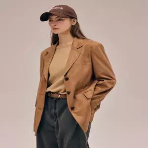 [나이스클랍] N254PWL950 싱글 스웨이드 자켓