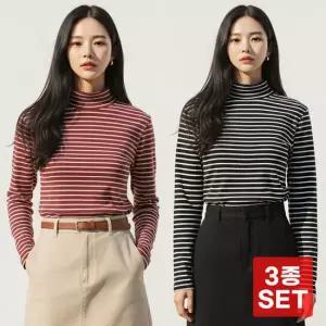 [시노코] 여성 스트라이프 목폴라 티 3종 WA24T402
