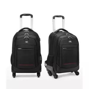 군용 바퀴달린 백팩 상품 출장 노트북 가방 여행용 책가방 18인치-블랙