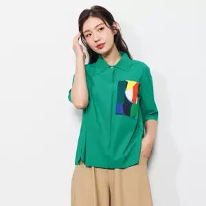 [디아스토리]셔츠 카라 원포인트 롱탑 (CHMOTF02)-그린